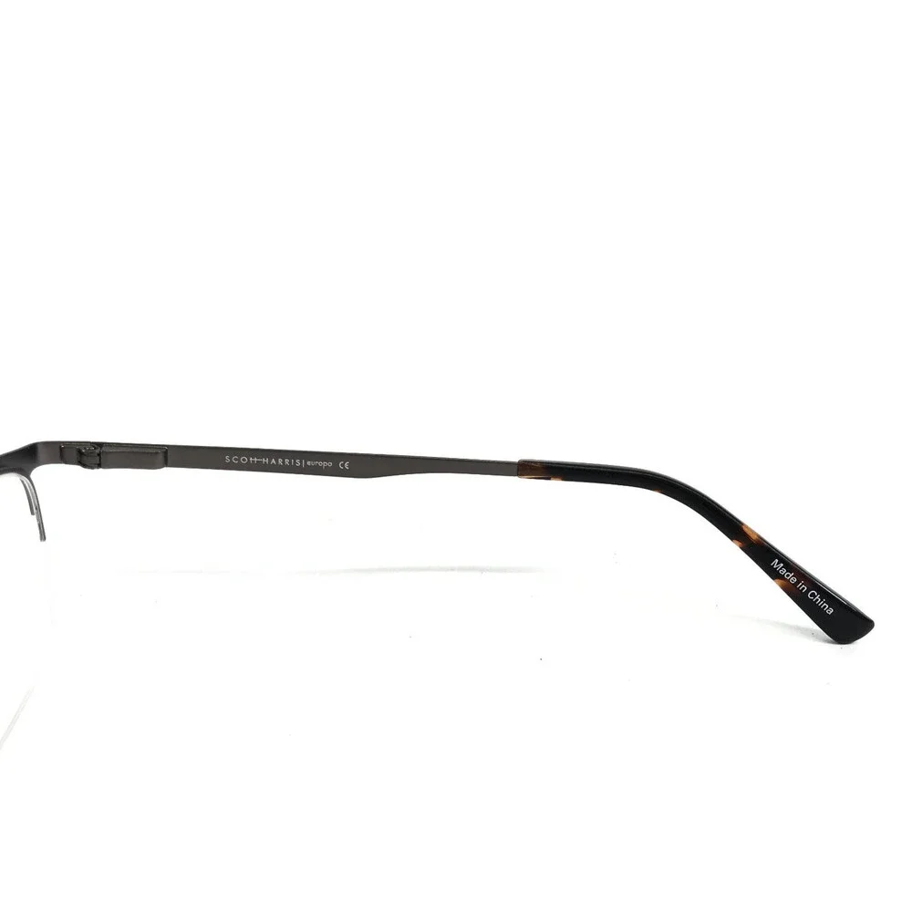 Scott Harris Eyeglasses Frames SH-586 C2 Gunmetal Rectangle Half Rim 54-18-140